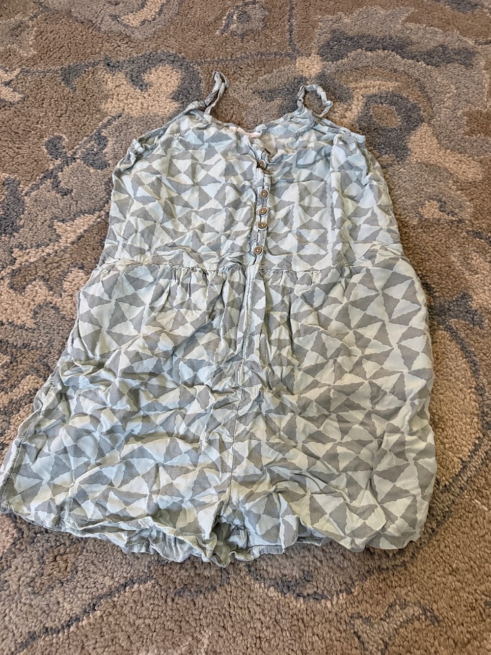 O'Neill Girls' Gray & White Geometric Sleeveless Romper